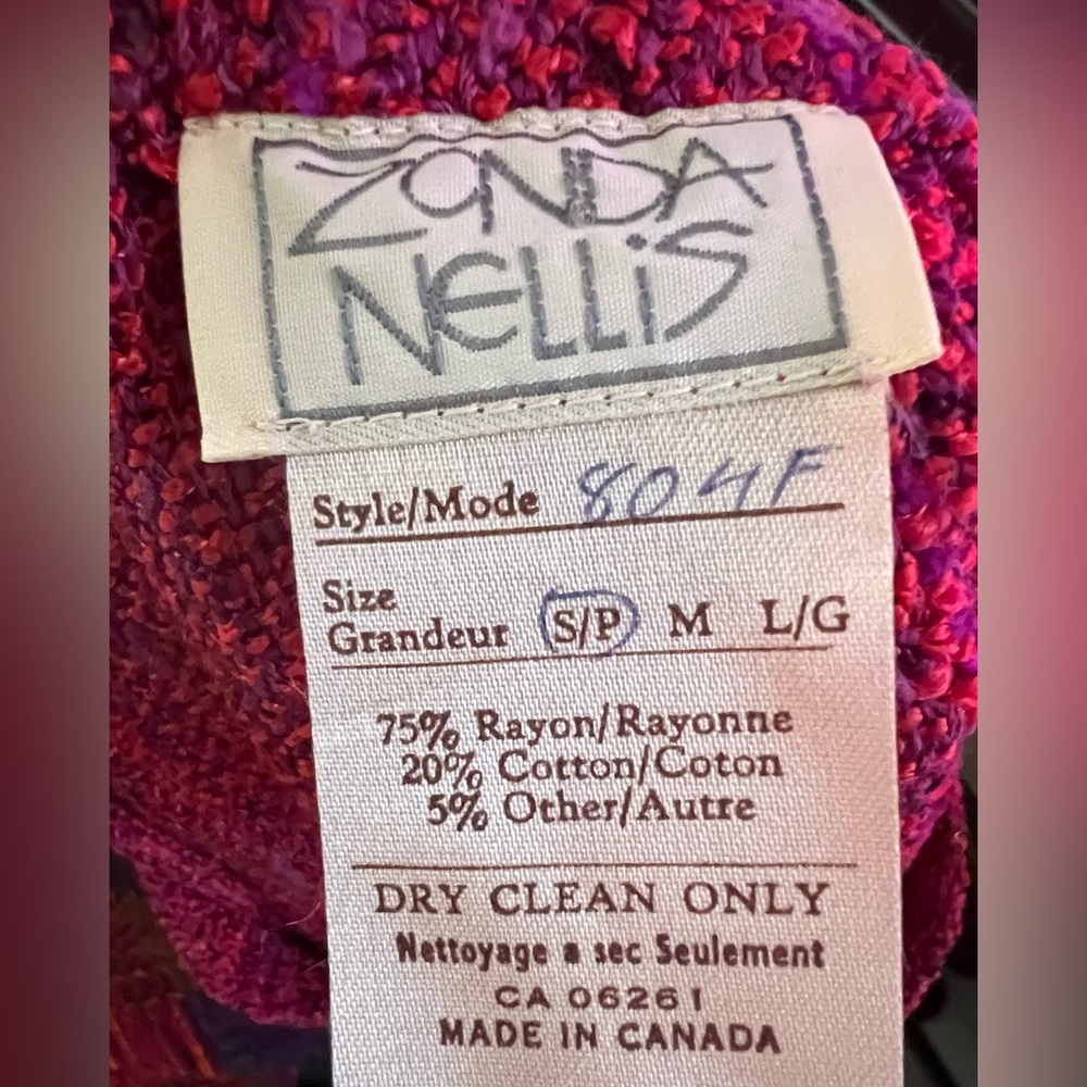 Vtg boho knit skirt red purple S/P fringe hand woven by Zonda Nellis - Picture 8 of 8